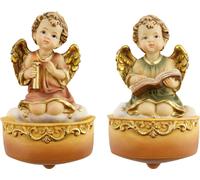 2x FADEDA bénitier avec ange / hauteur:12 cm / peint à la main / figurines de crèche détaillées - Noël Table Décoration Accessoires de crèche