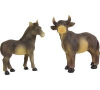 2x FADEDA Bœuf et âne / hauteur:10 cm / peint à la main / figurines de crèche détaillées - Noël Table Décoration Accessoires de crèche