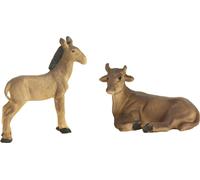 2x FADEDA Bœuf et âne / hauteur:4 cm / peints à la main / figurines de crèche détaillées - Noël Table Décoration Accessoires de crèche