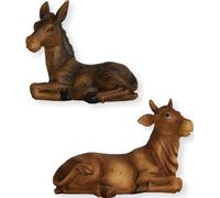 2x FADEDA Bœuf et âne / hauteur:7 cm / peints à la main / figurines de crèche détaillées - Noël Table Décoration Accessoires de crèche
