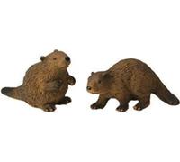 2x FADEDA castor / hauteur:3 cm / peint à la main / figurines de crèche détaillées - Noël Table Décoration Accessoires crèche