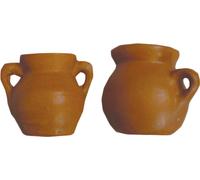 2x FADEDA cruches en terre cuite / hauteur:3 cm / peintes à la main / figurines de crèche détaillées - Noël Table Décoration Accessoires de crèche