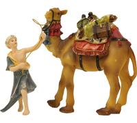 2x FADEDA JOK : chameau avec conducteur / hauteur:8 cm / peint à la main / figurines de crèche détaillées - Noël Table Décoration Accessoires de crèche