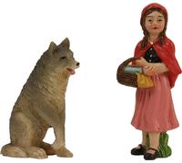2x FADEDA Le Petit Chaperon Rouge et le Grand Méchant Loup / hauteur:8 cm / peint à la main / figurines de crèche très détaillées - Noël Table Décoration Accessoires de crèche
