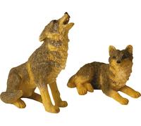 2x FADEDA loups / hauteur:6 cm / peints à la main / figurines de crèche détaillées - Noël Table Décoration Accessoires de crèche