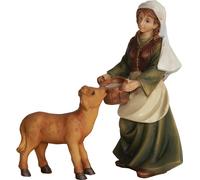 2x FADEDA Paysanne avec veau / hauteur:7 cm / peint à la main / figurines de crèche détaillées - Noël Table Décoration Accessoires de crèche