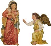 2x FADEDA Personnages de la Passion : L'Annonciation avec un ange / hauteur:9 cm / peint à la main / figurines de crèche détaillées - Noël Table Décoration Accessoires de crèche