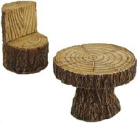 2x FADEDA table avec chaise, aspect bois / hauteur:6 cm / peint à la main / personnages de crèche détaillés - Noël Table Décoration Crèche Accessoires