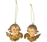 2x FADEDA têtes d'ange / hauteur:3 cm / peintes à la main / figurines de crèche détaillées - Noël Table Décoration Accessoires crèche