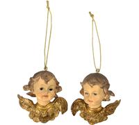 2x FADEDA têtes d'ange / hauteur:4 cm / peintes à la main / figurines de crèche détaillées - Noël Table Décoration Accessoires crèche