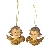 2x FADEDA têtes d'ange / hauteur:7 cm / peintes à la main / figurines de crèche détaillées - Noël Table Décoration Accessoires crèche