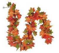 2X Fall Leaves Garland, Realistic Artificial Autumn Rattan for Hanging, 175cm Creative Fall Decor for Home, Porch, Fireplace, Harvest Table Centerpiece, Indoor Seasonal Decoration