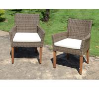2x fauteuil + coussin Chaise de jardin Chaises de jardin Acacia Rattan Optik Meubles
