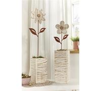2x fiches de jardin "fleur" en métal avec finition rouille véritable, fiche de parterre, fiche rouille, décoration de jardin pour l'extérieur