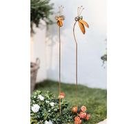 2x fiches de jardin "Oiseaux fous" en métal avec finition rouille, 107 cm de haut, décoration en métal rouillé pour l'extérieur, décoration de jardin pour l'extérieur