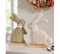 2x Figurine de décoration "Lapin" en feutre, lapin de Pâques en PET recyclé, 23 cm de haut, décoration de Pâques, figurine de Pâques