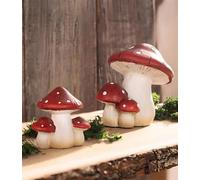 2x figurine décorative "amanite tue-mouche" en terre cuite, grands champignons de 7 + 14 cm de haut, set de champignons, décoration d'automne, décoration de champignons