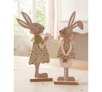 2x Figurine décorative "Lapin de Pâques" en feutre, PET recyclé, 31 cm de haut, décoration de Pâques, figurine de Pâques
