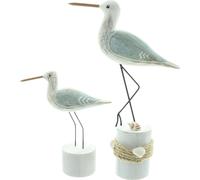 2x Figurine décorative oiseau bois & métal - déco marine