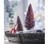 2x Figurine décorative Sapin "Rose & Aubergine", 15 + 20 cm de haut, petits sapins de Noël, décoration de table