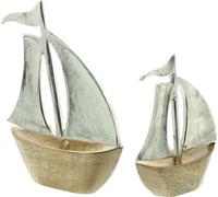 2x Figurine décorative Voilier Fonte d'aluminium & bois de manguier - Dekoboot