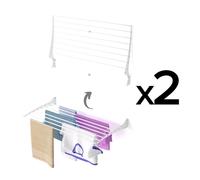 2x Foxydry Fold - Séchoir à linge mural pliable, inoxydable et pour l'intérieur et l'extérieur