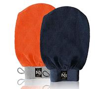 2X Gant Exfoliant De Crin Kessa, Hammam, Gommage naturel Et Efficace, Corps Et Visage Femme Et Homme, Nettoie Et Purifie La Peau Et Élimine Les Cellules Mortes, avec ou sans Savon Noir