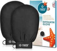 2X Gant Exfoliant Pour Le Corps, Gant Exfoliant Corps, Gants Gommage Corps Et Visage, Enlever La Saleté Et Les Peaux Mortes Pour Nettoie Et Purifie La Peau, Doux Gants Exfoliants, Noir[Z1129]