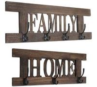 2x garde-robe murale Home+Family style shabby vintage 55x20cm marron Marron