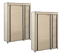 2x Garde-robes Pliable Crème Tissu Penderie Armoire Rangement Etagère vidaXL