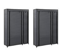 2x Garde-robes Pliable Crème Tissu Penderie Armoire Rangement Etagère vidaXL