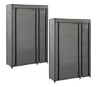 2x Garde-robes Pliable Crème Tissu Penderie Armoire Rangement Etagère vidaXL