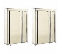 2x Garde-robes Pliable Crème Tissu Penderie Armoire Rangement Etagère vidaXL