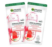 2 x Garnier SkinActive Acide Hyaluronique Masque en Tissu Ampoule Raffermissante Anti-Âge Effet Rafraîchissant avec Extrait de Pastèque - 2 Boîtes de 1 Traitement