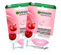 2x Garnier Skinactive Masque Lèvres Séchées Répulpant en Tissu Saveur Cerise - 2 Paquets avec 1 Traitement Jetable