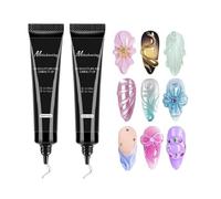 2X Gel 3D Pour Ongles 30ml - Gel Adhésif Non Collant Pour Pierres Précieuses,Sculpture Strass Et Décoration. Idéal Pour Salon, Mariage Et Fêtes. Compatible UV/LED Pour Manucure Professionnelle