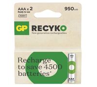 2x GP ReCyko AAA 950mAh NiMH Batteries Rechargeables Beige Pack