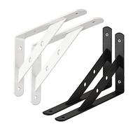 2X Grandes Equerres pour Etagères Murales 50cm 40cm 30cm 20cm Supports L de Cuisine Salle de Bain, Acier Épaissi, Noir Blanc(Blanca,200x125mm)