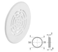 2x Grille d' aération 50 mm ventilation plastique cache perforé avec bord à encastrer