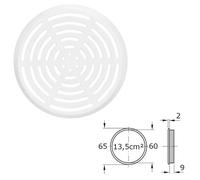 cyclingcolors 2x Grille d'aération ventilation plastique 65mm cache perforé avec bord à encastrer