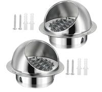 2x Grille de Ventilation en Acier Inoxydable avec Moustiquaire Ronde Grilles D'aération pour Sortie D'air, Grille Aeration pour Plafond de Cuisine et de Salle de Bain(100 mm/4in)