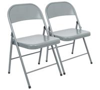 2x Gris Mat Chaise Pliante en Métals Pliable Bureau Chaise de Salle à Manger