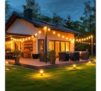 2x Guirlande Lumineuse LED Extérieure Câble Hanf Solaire Noir 460 cm IP44