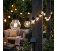 2x Guirlande Lumineuse LED Extérieure Câble Hanf Solaire Noir 460 cm IP44