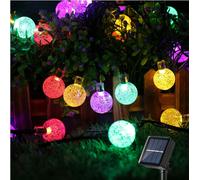 2x Guirlande lumineuse solaire 5m - 20 LED boule de cristal, multicolore, IP65, jardin & terrasse, 8 modes, H094