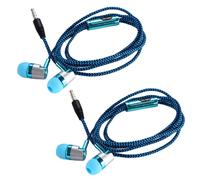 2X H-169 3.5mm MP3 MP4 Cordon tresse de subwoofer de cablage, Ecouteurs de musique universelle avec controle du fil de mic (bleu)