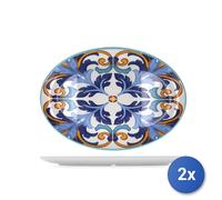 2X H&H Assiettes Ovales en Mélamine Décorée, 48x34x3 cm