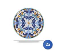 2x H&H Assiettes Rondes En Mélamine Décorées 45x3,5 Cm