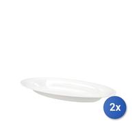2x H&H Plateaux Ovales En Mélamine Blanche 47x25x4,5 cm