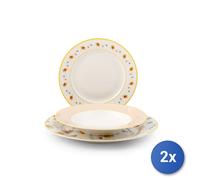 2X H&H Service 18 Pièces Table Amelie En Porcelaine Nouvelle Décorée